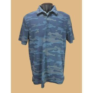 Travis Mathew Navy Blue Camo Print Polo Shirt Medium